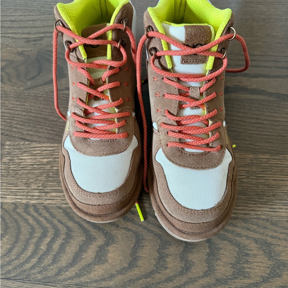 UGG Brown and White Winter Boots with Neon Accents